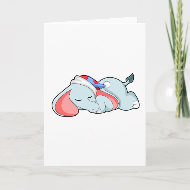 Tarjeta Elefante durmiendo con dormilón (Anverso)