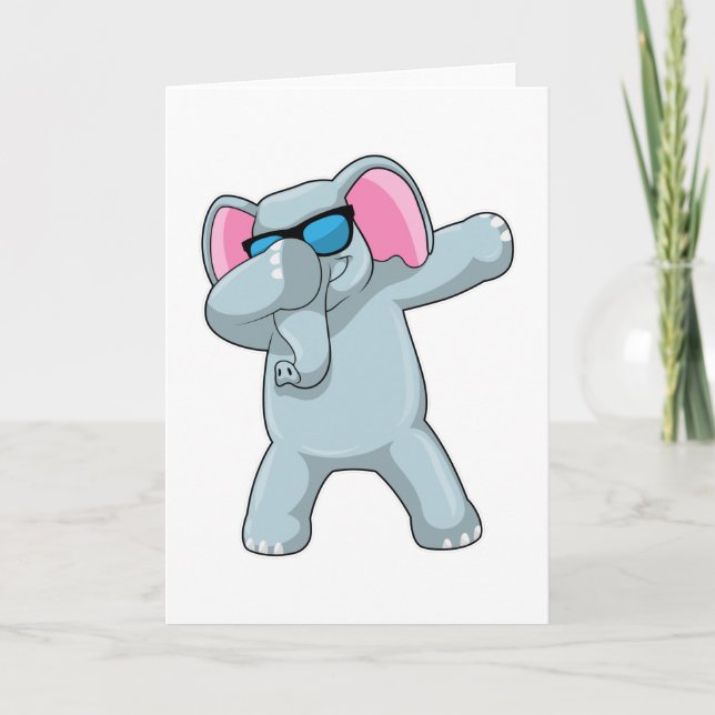 Tarjeta Elefante en baile Hip Hop Dab (Anverso)