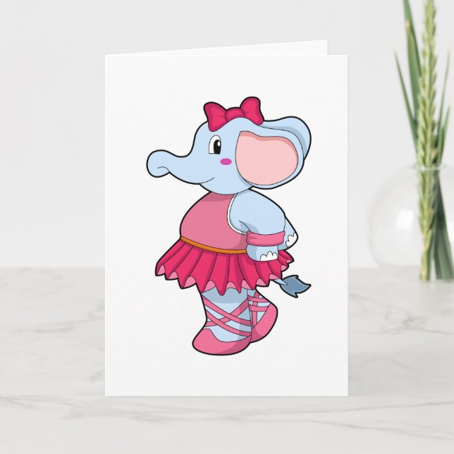 Tarjeta Elefante en ballet con falda (Anverso)