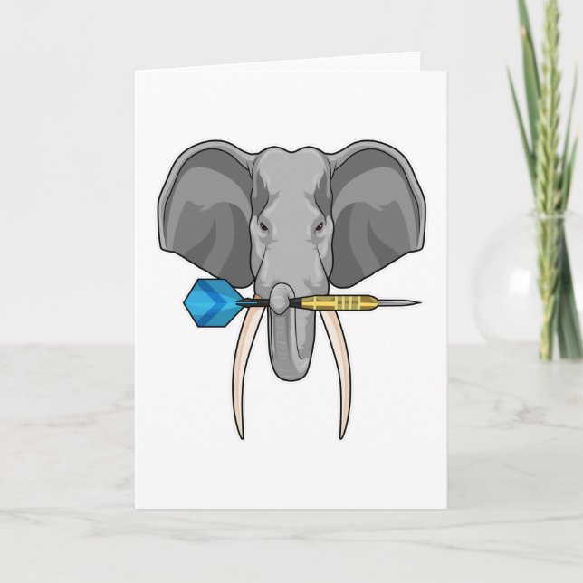 Tarjeta Elefante en Darts con Dart (Anverso)