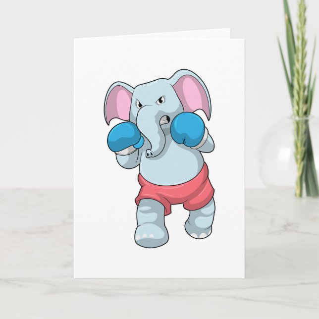 Tarjeta Elefante en el boxeo con guantes de boxeo (Anverso)