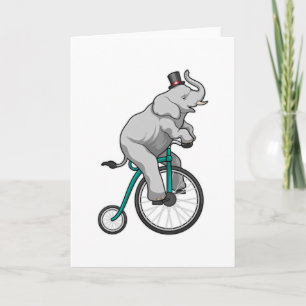 Tarjeta Elefante en el circo con bicicleta