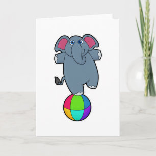 Tarjeta Elefante en el circo con pelota de circo