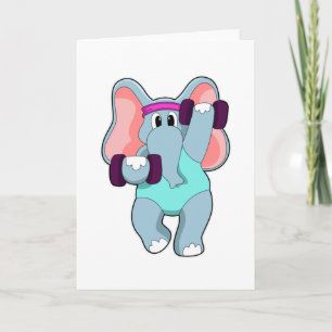 Tarjeta Elefante en entrenamiento de fuerza con mancuernas