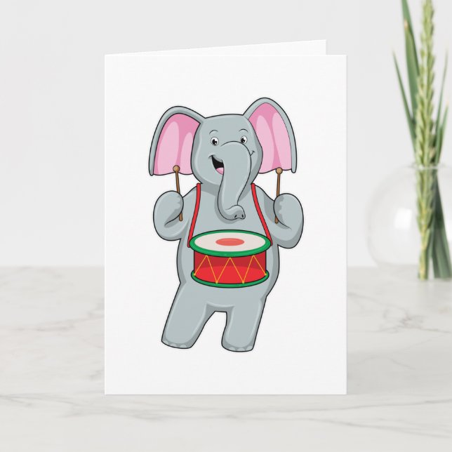 Tarjeta Elefante en Música con Tambor (Anverso)