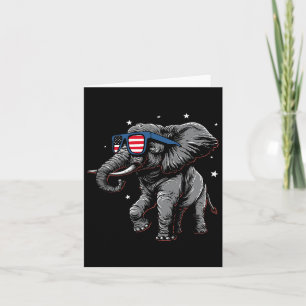 Tarjeta Elefante Estadounidense Patriótico Bailando Bander