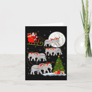 Tarjeta Elefante femenino Santa Trineo Volador Divertido M