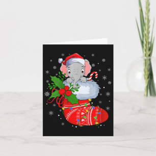 Tarjeta Elefante gracioso en Navidades calza Santa Cla