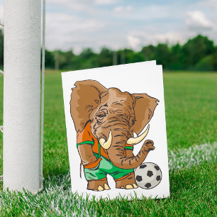 Tarjeta Elefante Jugador de Fútbol Divertido animal deport