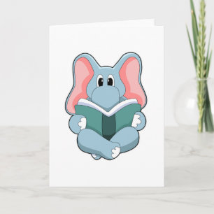 Tarjeta Elefante leyendo un libro