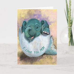 Tarjeta Elefante lindo con la graciosa carta del día de la