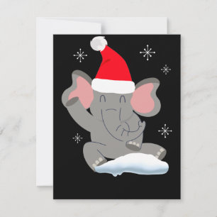 Tarjeta Elefante lindo en la nieve, feliz navidad