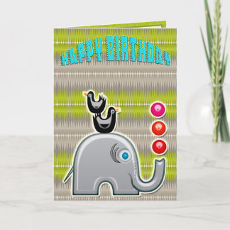 Tarjeta Elefante malabarista (tarjeta de cumpleaños del ni