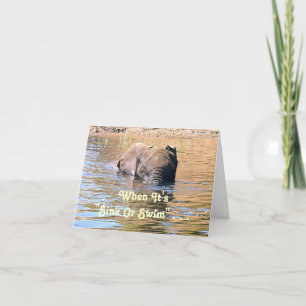 TARJETA ELEFANTE NADAR A TRAVÉS DEL RÍO /HUMOR