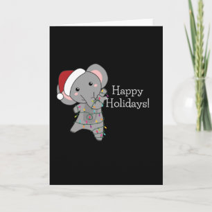 Tarjeta Elefante Navidad Nieve Animales de Invierno Elefan