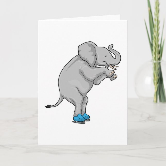 Tarjeta Elefante Patinaje sobre hielo Patines de hielo (Anverso)