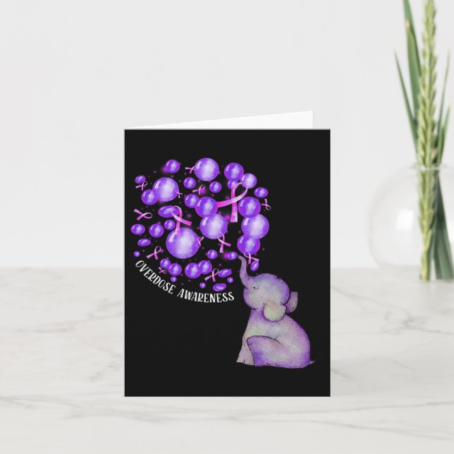 Tarjeta Elefante que sopla leones morados sobredosis Aware (Anverso)