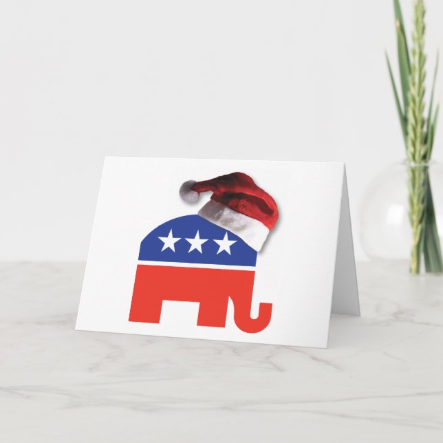 Tarjeta Elefante republicano Papá Noel (Anverso)