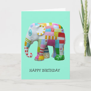 Tarjeta elefante retro de juguete lindo cumpleaños