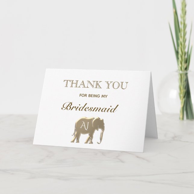 Tarjeta Elefante simple gracias por ser mi dama de honor (Anverso)