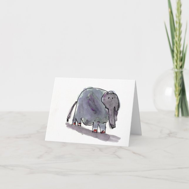 Tarjeta Elefante tocado con la punta del pie rojo • (Anverso)