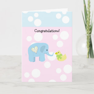 Tarjeta Elefante y bebé con lunares Felicitaciones