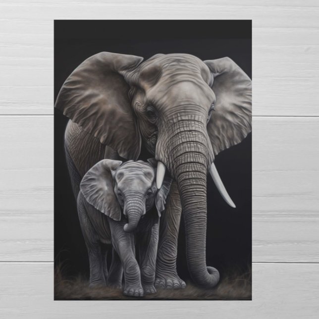 Tarjeta Elefante y bebé del Día de la Madre (Subido por el creador)