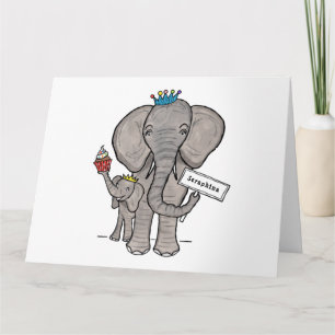 Tarjeta Elefante y bebé personalizados