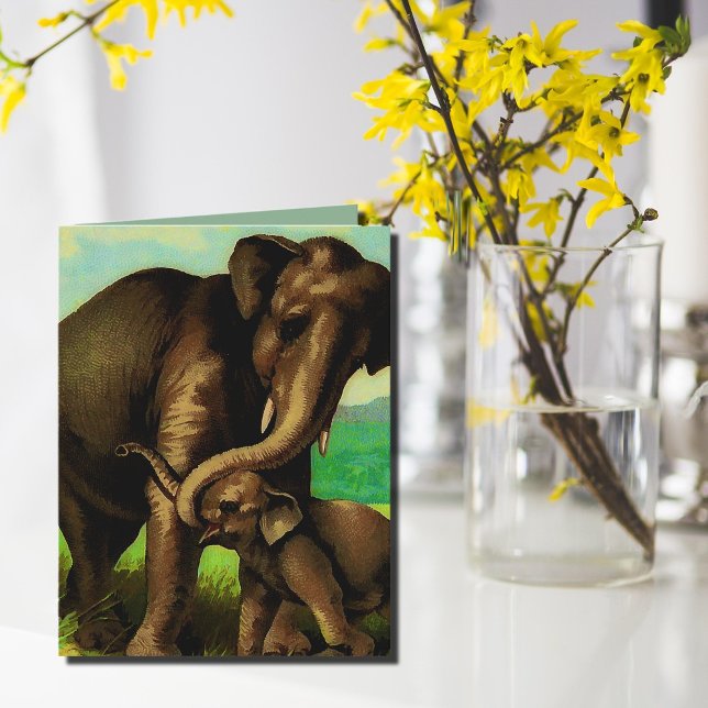 Tarjeta Elefantes de época para el Día de la Madre (Subido por el creador)