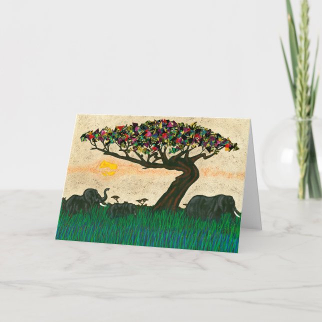 Tarjeta Elefantes en los aviones de África (Anverso)