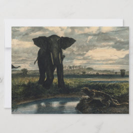 Tarjeta Elefantes y una pantera en el desierto indio