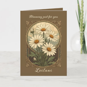 Tarjeta Elegancia Art Nouveau de Daisy Flor del Mes de Nac
