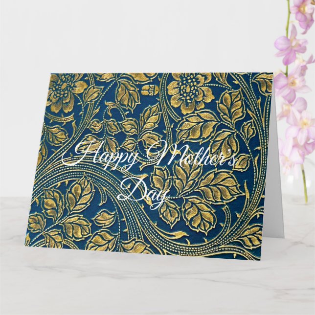 Tarjeta Elegancia Azul Dorada (Orquídea)