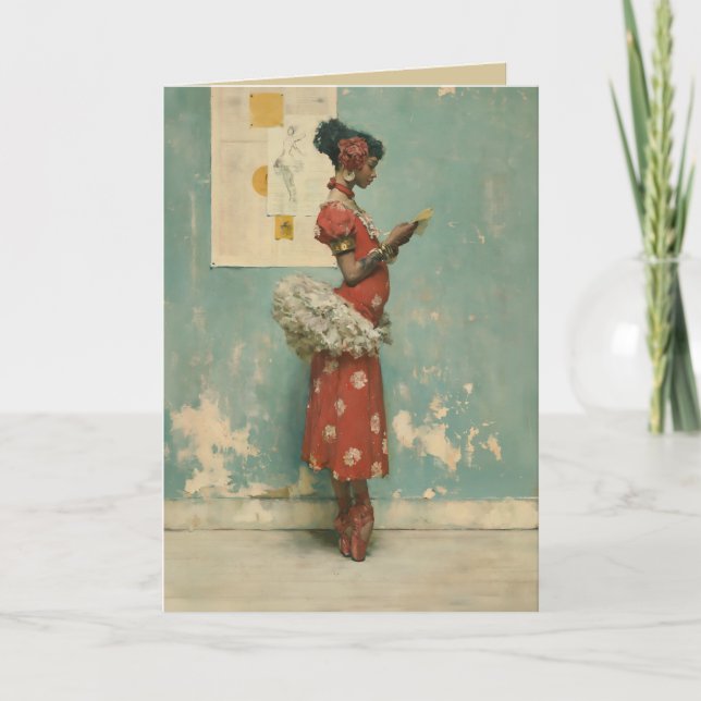 Tarjeta Elegancia de ballet vintage (Anverso)