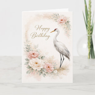 Tarjeta Elegancia de cumpleaños de la grulla graciosa