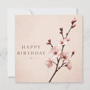 Tarjeta Elegancia de Flor de Cerezo Cumpleaños