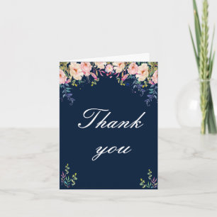 Tarjeta Elegancia Moderna Floral Rosa Botánica Gracias