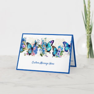 Tarjeta Elegancia simple mariposas azules Personalizar flo