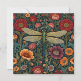 Tarjeta Elegant art nouveau Autumn floral Dragonfly