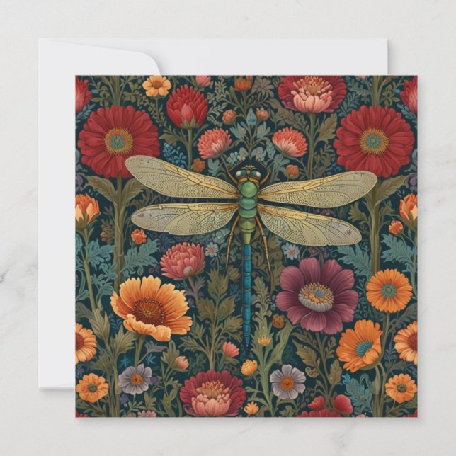Tarjeta Elegant art nouveau Autumn floral Dragonfly (Anverso)