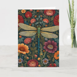 Tarjeta Elegant art nouveau Autumn floral Dragonfly