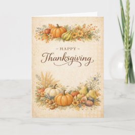 Tarjeta Elegant Autumn Harvest Happy Thanksgiving 