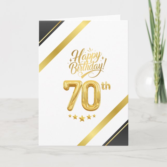 Tarjeta Elegant Black and Gold 70th Birthday – Luxury (Anverso)