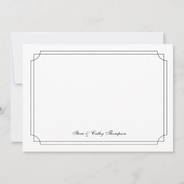 Tarjeta Elegant  Black Border on White Custom Notecard (Anverso)