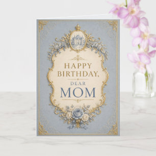 Tarjeta Elegant Blue & Gold Birthday Card for Mom