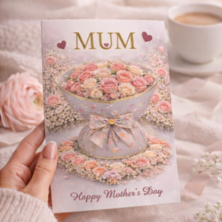Tarjeta Elegant Blush Rose “MUM” Mother’s Day Card 