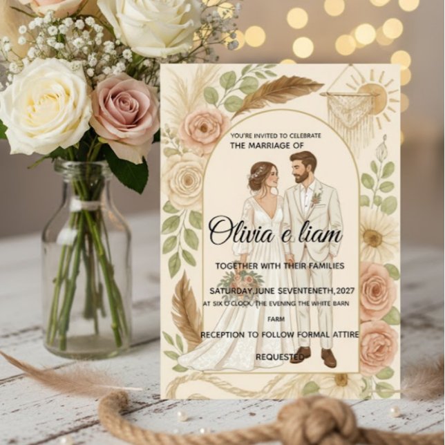 Tarjeta Elegant Boho Wedding Stationery Suite - Olivia & L (Subido por el creador)