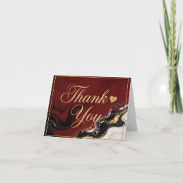Tarjeta Elegant Burgundy Marble & Gold Thank You 