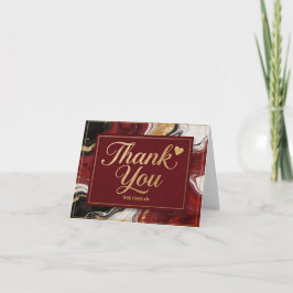 Tarjeta Elegant Burgundy Marble & Gold Thank You 