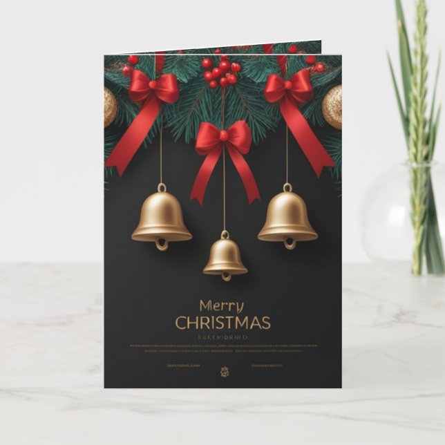 Tarjeta Elegant Christmas Bells Decor – (Anverso)